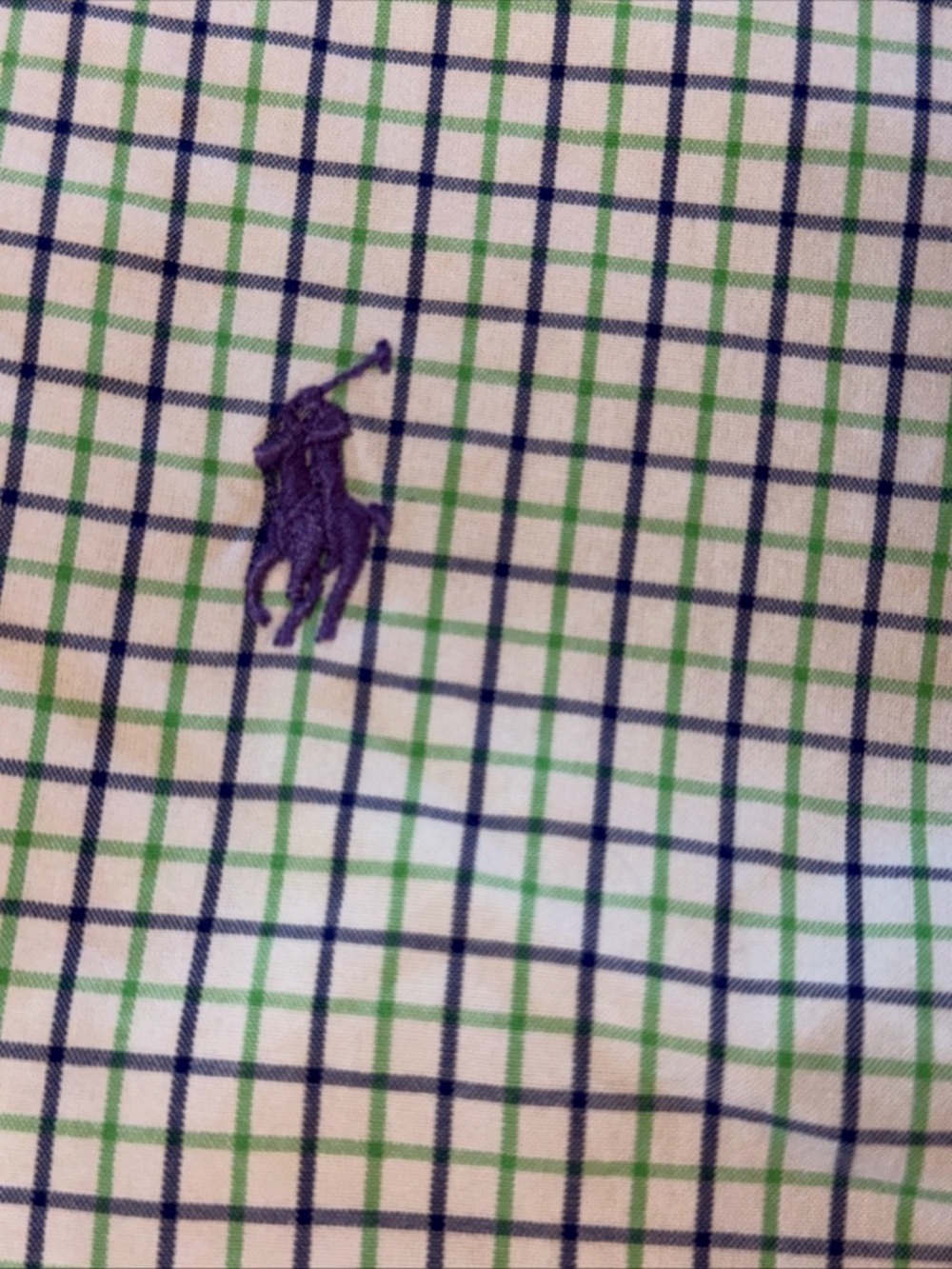 Polo Ralph Lauren White Purple Plaid button Dress SHIRT Men L Oxford BUTTON neck